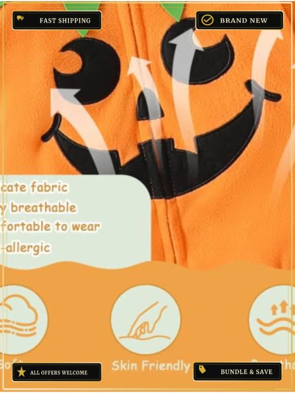 Infant Pumpkin Halloween Costume Set Hoodie Top Striped Pants Fall Outfit